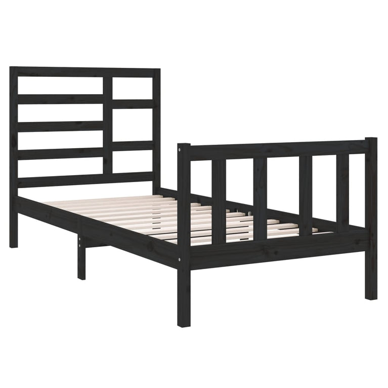 Bedframe massief hout zwart 75x190 cm 2FT6 Small Single