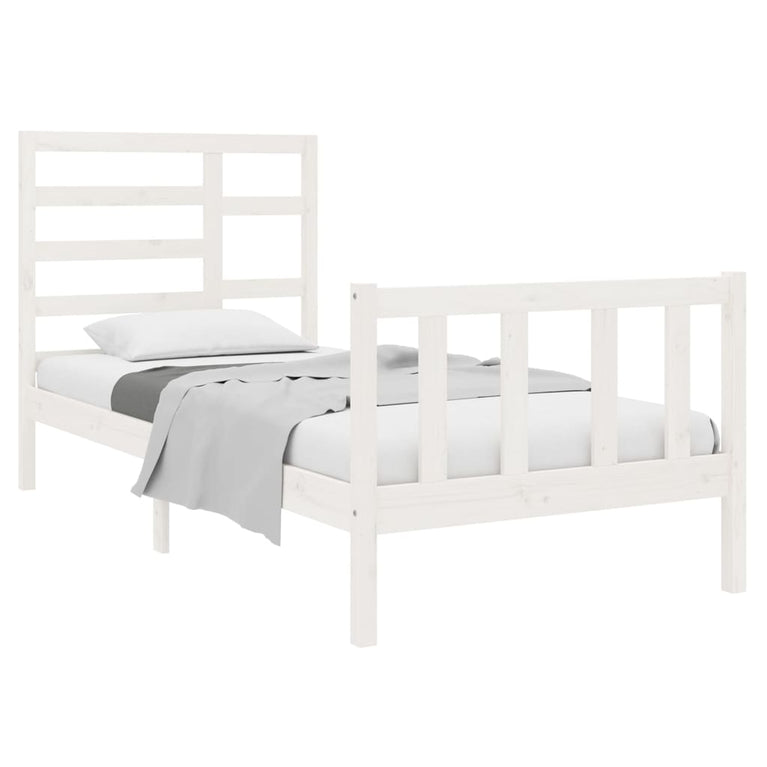 Bedframe massief hout wit 90x190 cm 3FT Single