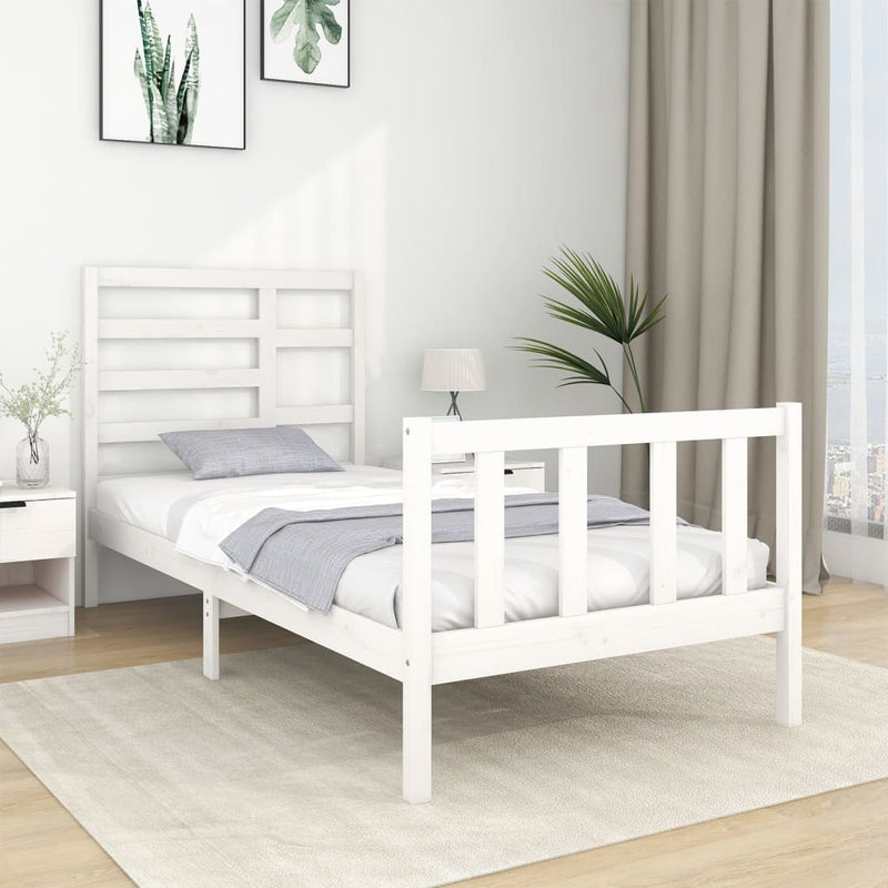 Bedframe massief hout wit 90x190 cm 3FT Single