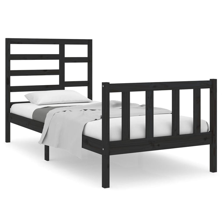Bedframe massief hout zwart 90x190 cm 3FT Single