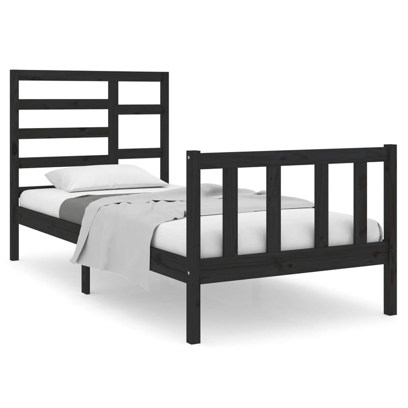 Bedframe massief hout zwart 90x190 cm 3FT Single