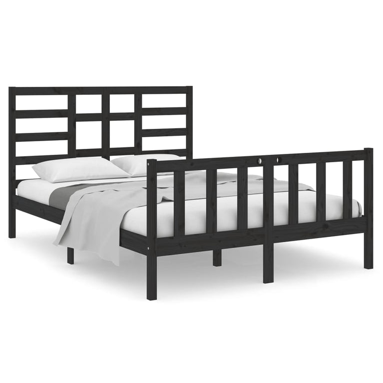 Bedframe massief hout zwart 120x190 cm 4FT Small Double