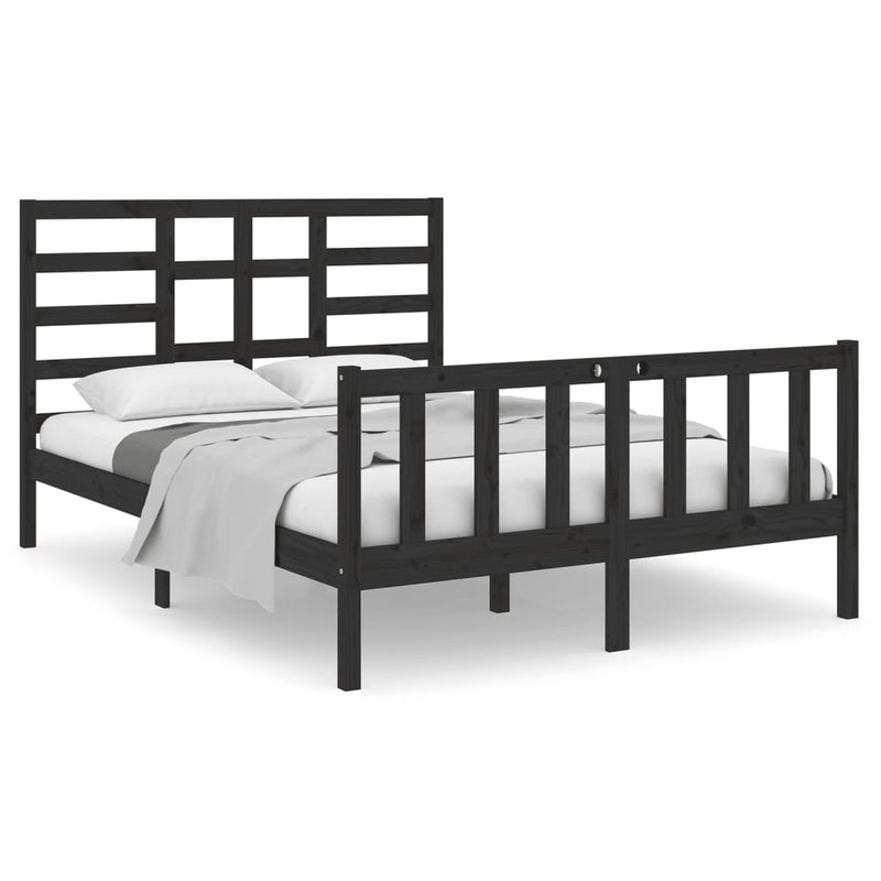 Bedframe massief hout zwart 120x190 cm 4FT Small Double
