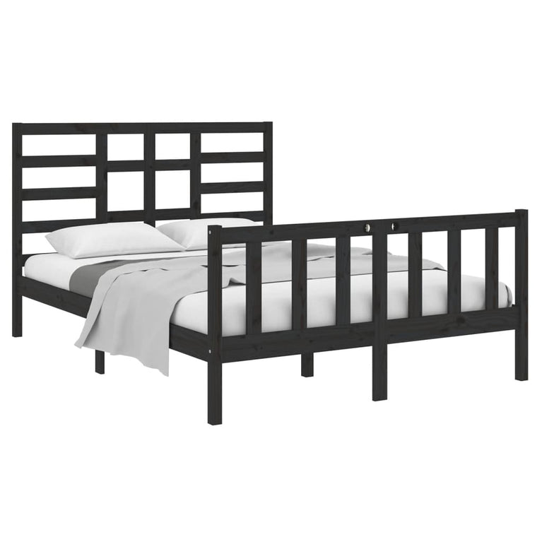 Bedframe massief hout zwart 120x190 cm 4FT Small Double