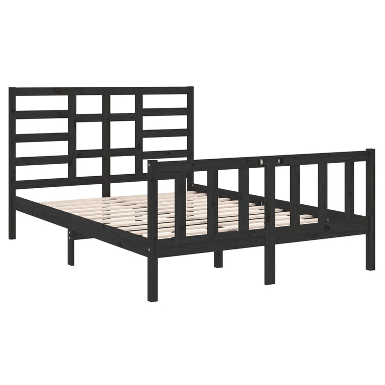 Bedframe massief hout zwart 120x190 cm 4FT Small Double