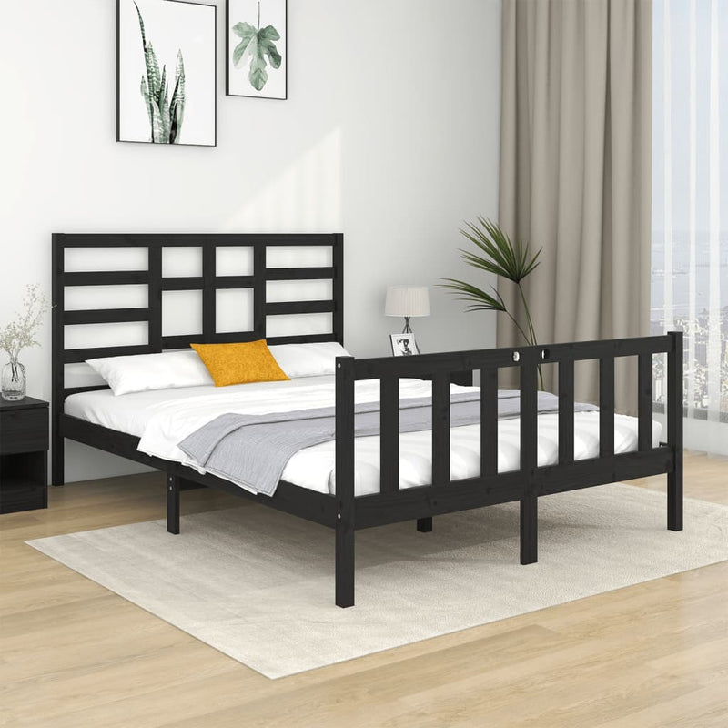 Bedframe massief hout zwart 120x190 cm 4FT Small Double
