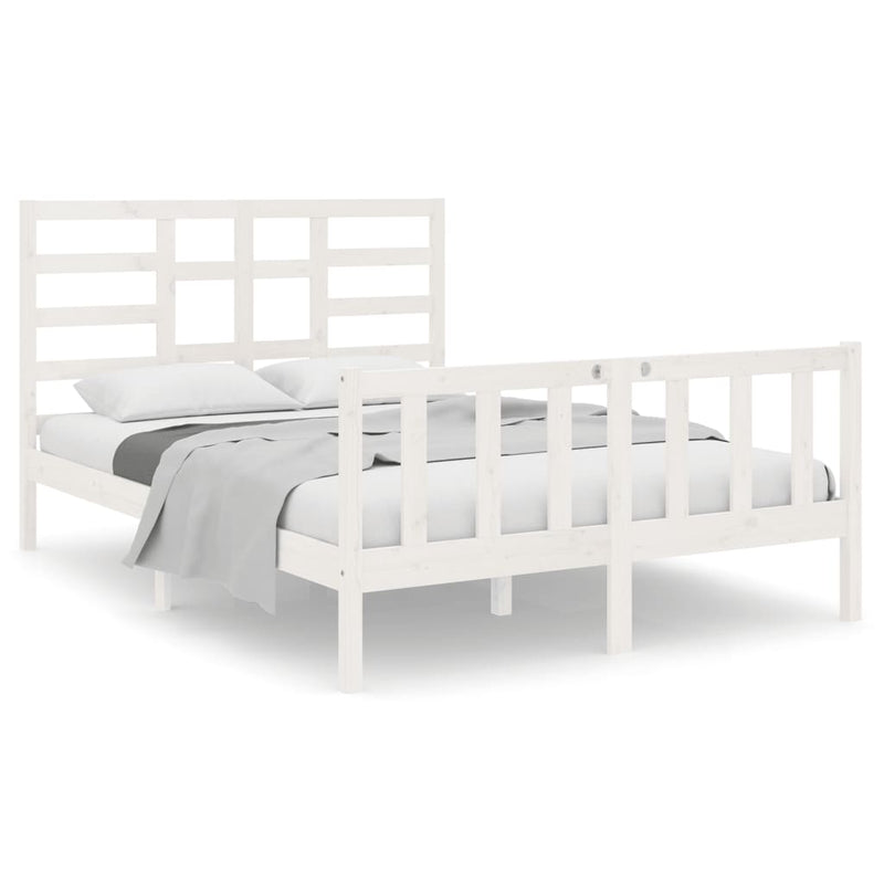 Bedframe massief hout wit 140x190 cm