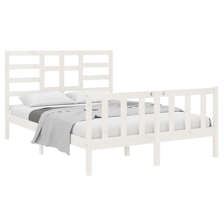 Bedframe massief hout wit 140x190 cm