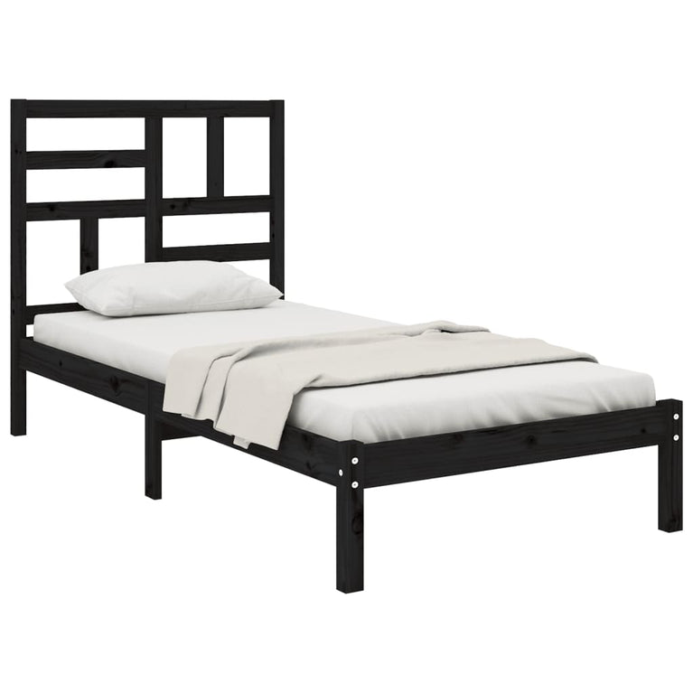 Bedframe massief hout zwart 75x190 cm 2FT6 Small Single