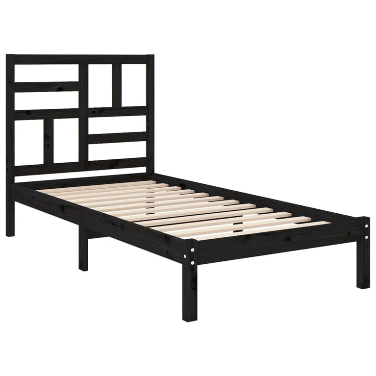 Bedframe massief hout zwart 75x190 cm 2FT6 Small Single