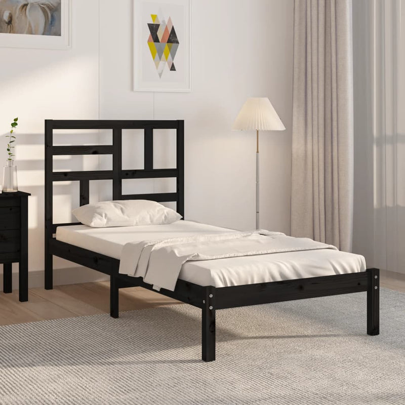 Bedframe massief hout zwart 75x190 cm 2FT6 Small Single
