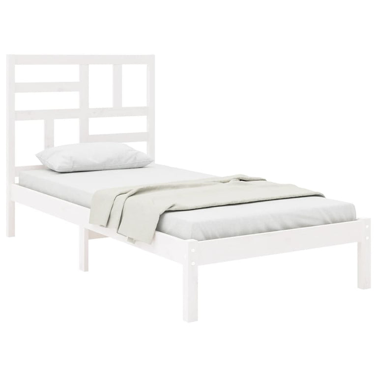 Bedframe massief hout wit 90x190 cm 3FT Single