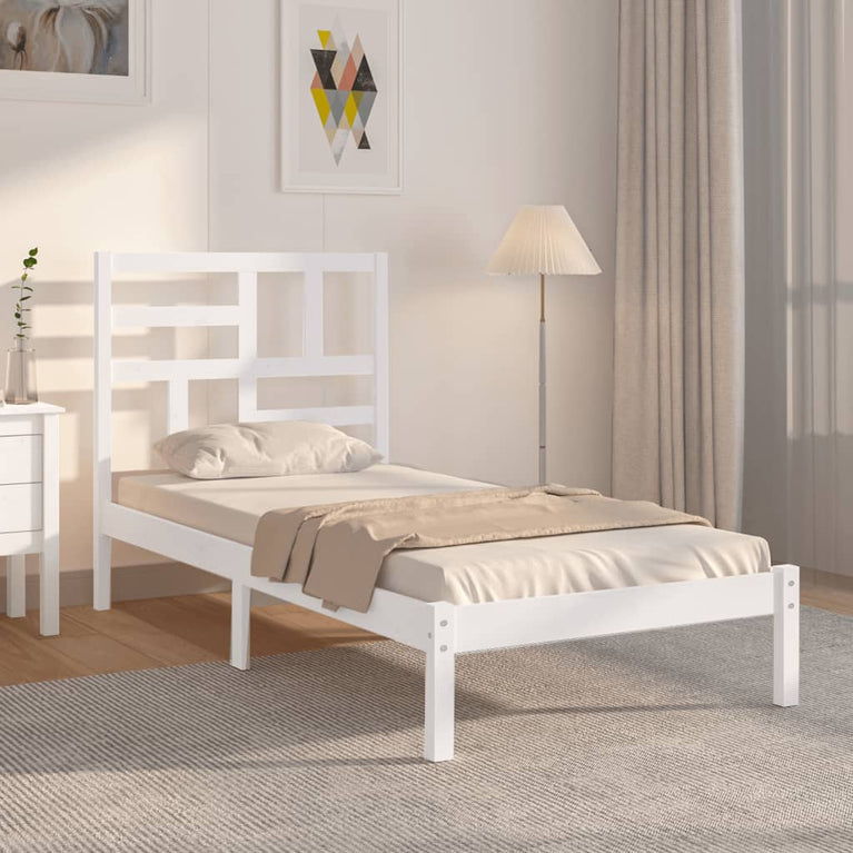 Bedframe massief hout wit 90x190 cm 3FT Single