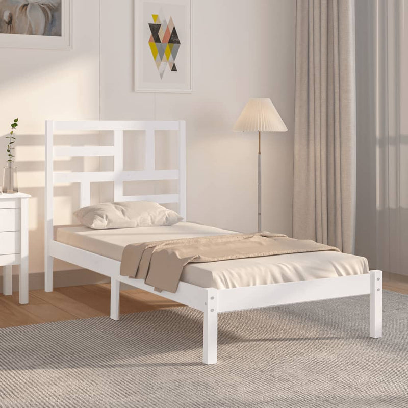 Bedframe massief hout wit 90x190 cm 3FT Single