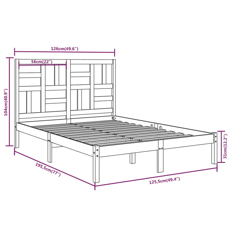 Bedframe massief hout wit 120x190 cm 4FT Small Double
