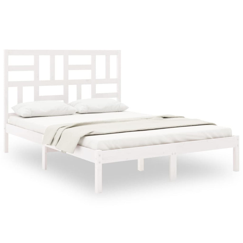 Bedframe massief hout wit 120x200 cm