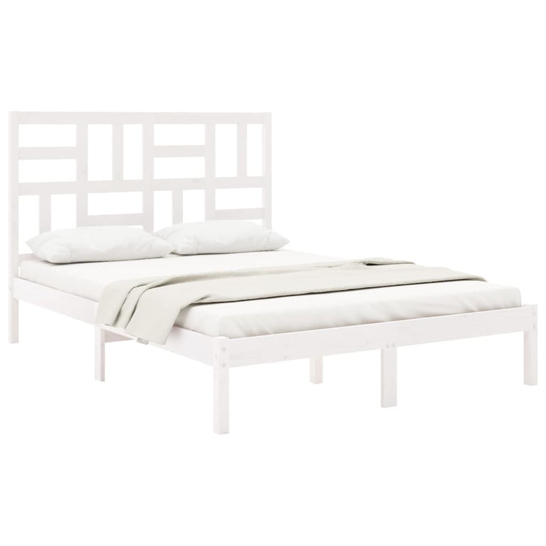 Bedframe massief hout wit 120x200 cm