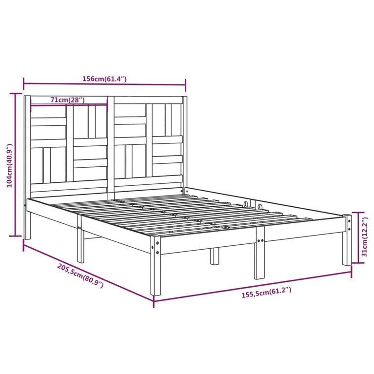 Bedframe massief hout 150x200 cm King Size