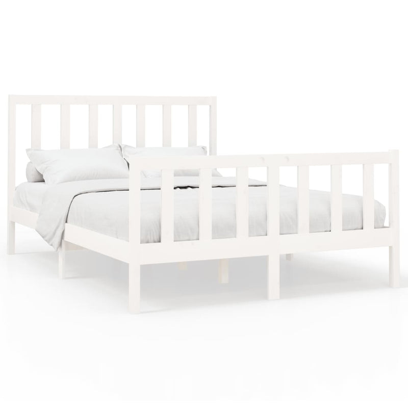Bedframe massief grenenhout wit 140x190 cm