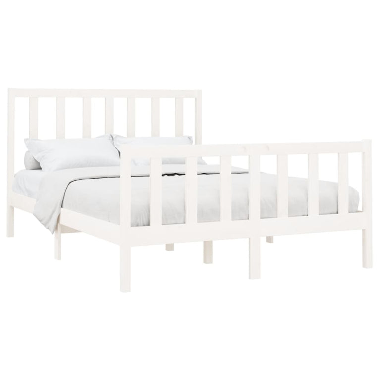 Bedframe massief grenenhout wit 140x190 cm