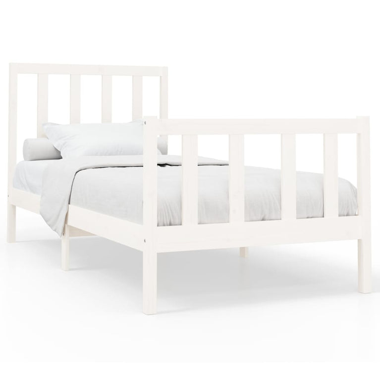 Bedframe massief grenenhout wit 90x200 cm