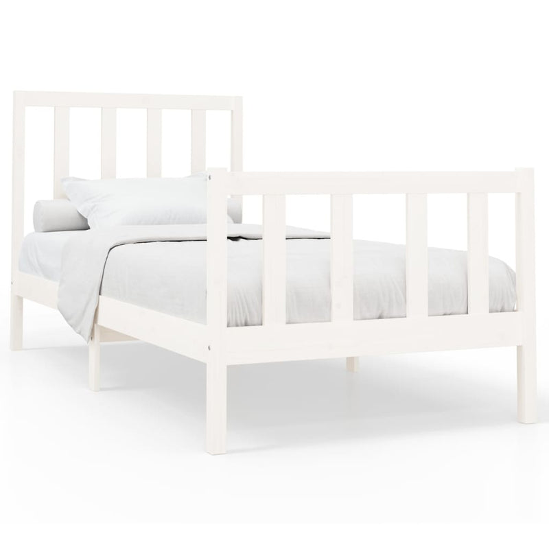 Bedframe massief grenenhout wit 90x200 cm