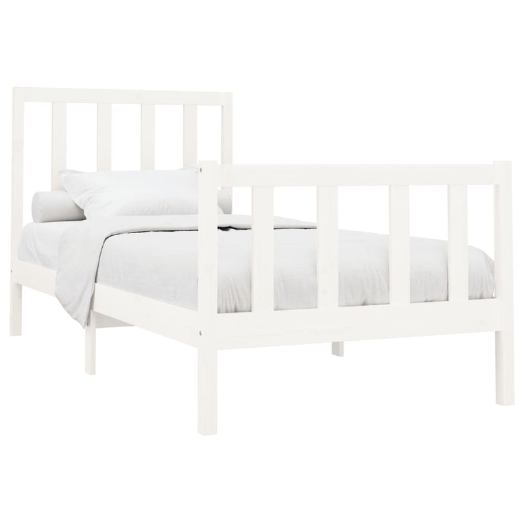 Bedframe massief grenenhout wit 90x200 cm