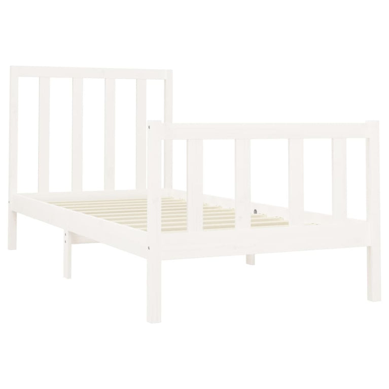 Bedframe massief grenenhout wit 90x200 cm