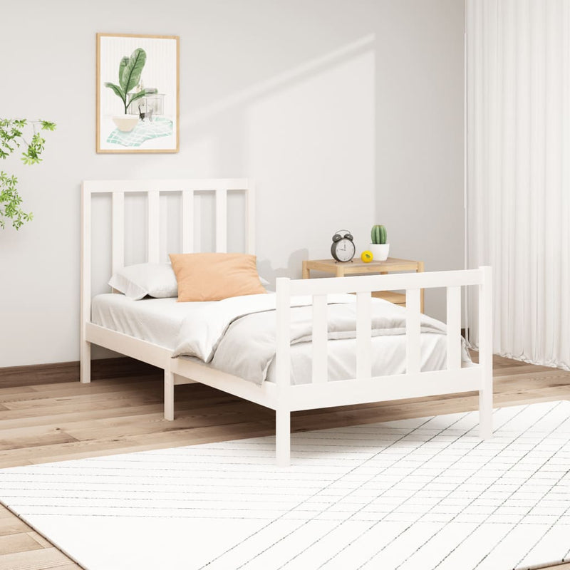 Bedframe massief grenenhout wit 90x200 cm