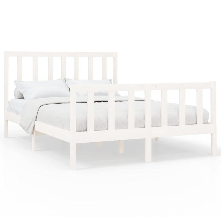 Bedframe massief grenenhout wit 120x200 cm