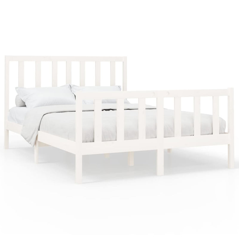 Bedframe massief grenenhout wit 120x200 cm
