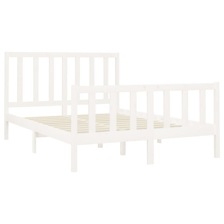 Bedframe massief grenenhout wit 120x200 cm