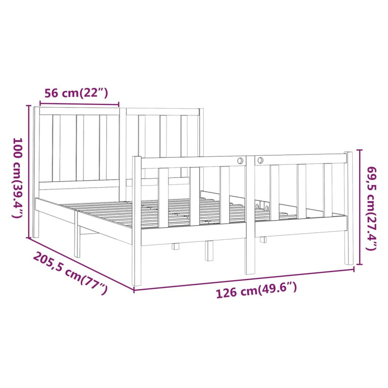 Bedframe massief grenenhout wit 120x200 cm