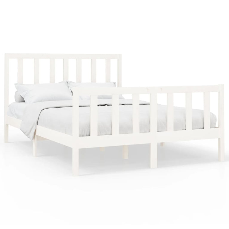 Bedframe massief grenenhout wit 150x200 cm 5FT king size