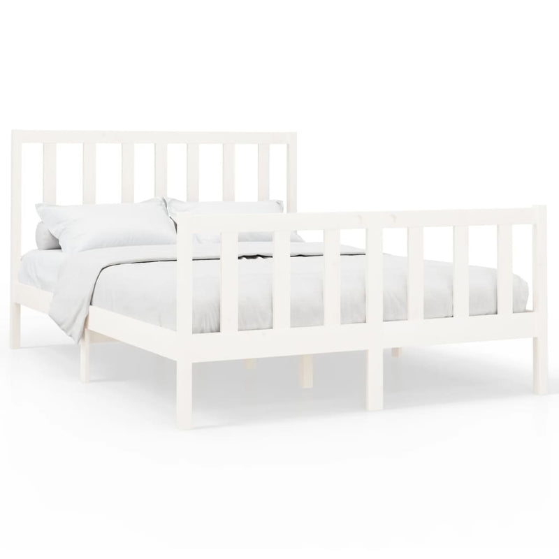Bedframe massief grenenhout wit 150x200 cm 5FT king size