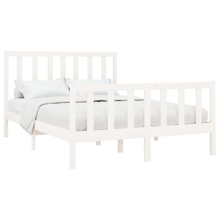 Bedframe massief grenenhout wit 150x200 cm 5FT king size
