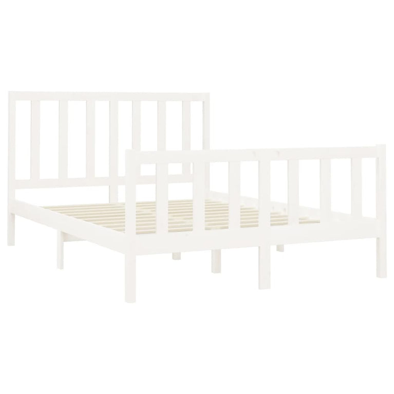 Bedframe massief grenenhout wit 150x200 cm 5FT king size