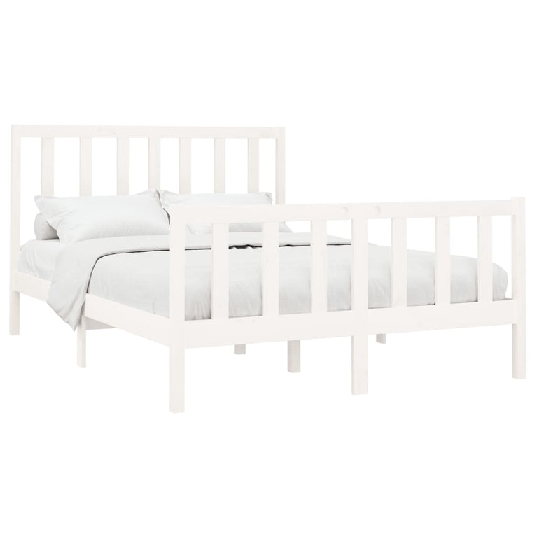 Bedframe massief grenenhout wit 160x200 cm