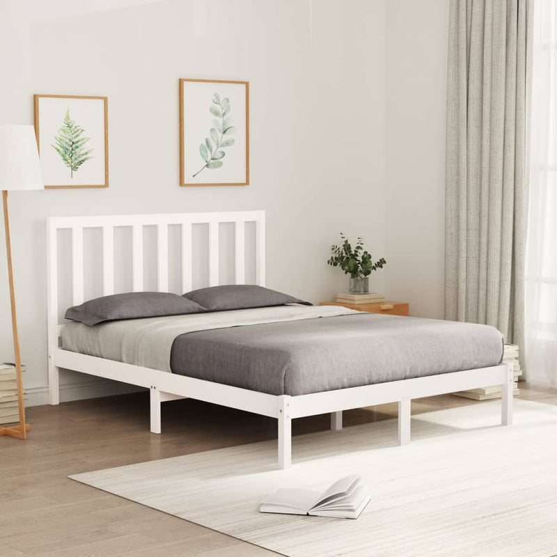 Bedframe massief hout wit 120x200 cm