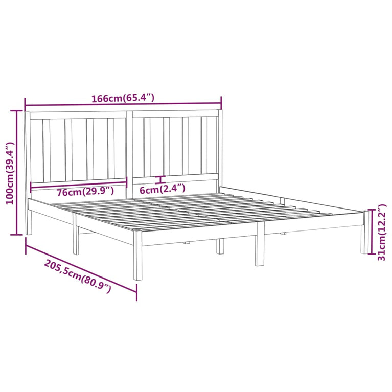 Bedframe massief hout 160x200 cm