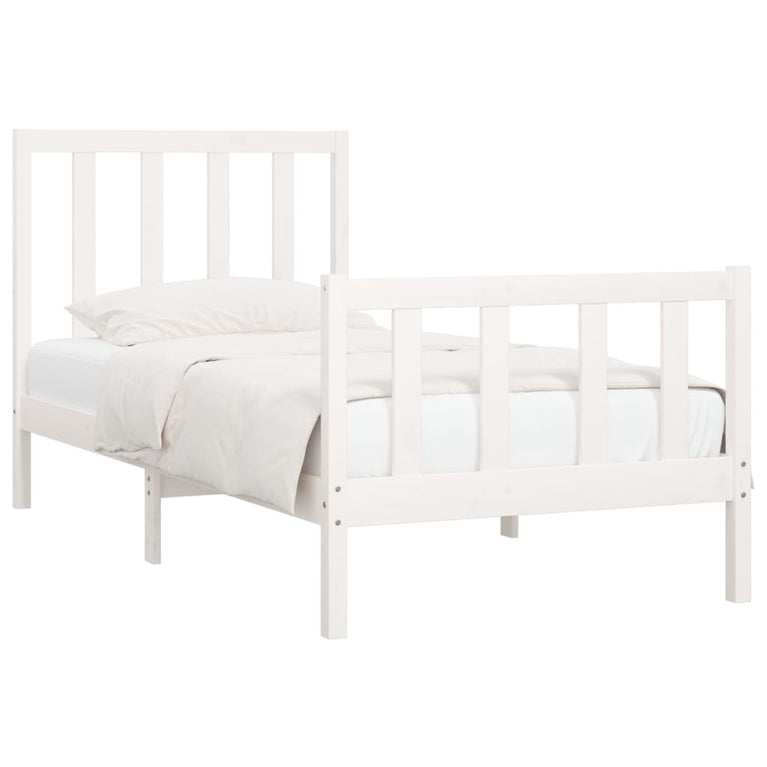Bedframe massief hout wit 100x200 cm