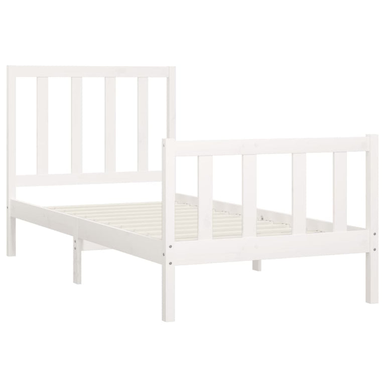 Bedframe massief hout wit 100x200 cm