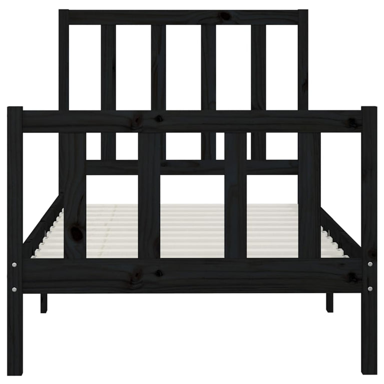 Bedframe massief hout zwart 100x200 cm