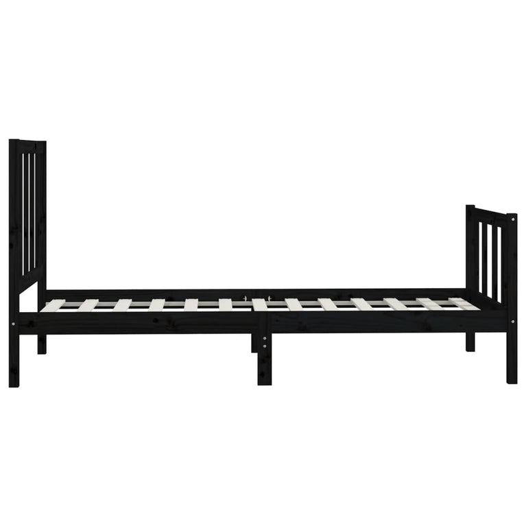 Bedframe massief hout zwart 100x200 cm