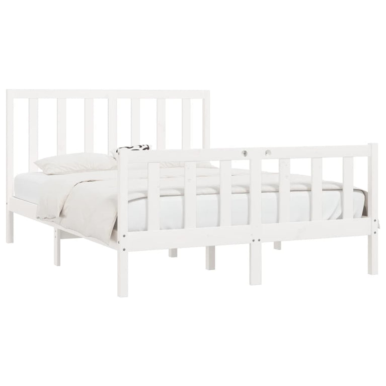 Bedframe massief hout wit 140x200 cm