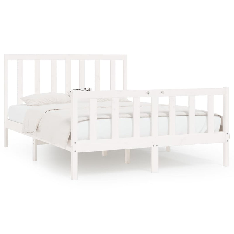 Bedframe massief hout wit 160x200 cm