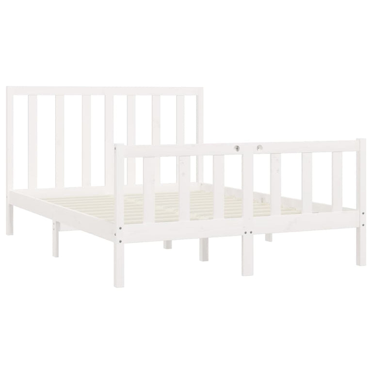Bedframe massief hout wit 160x200 cm