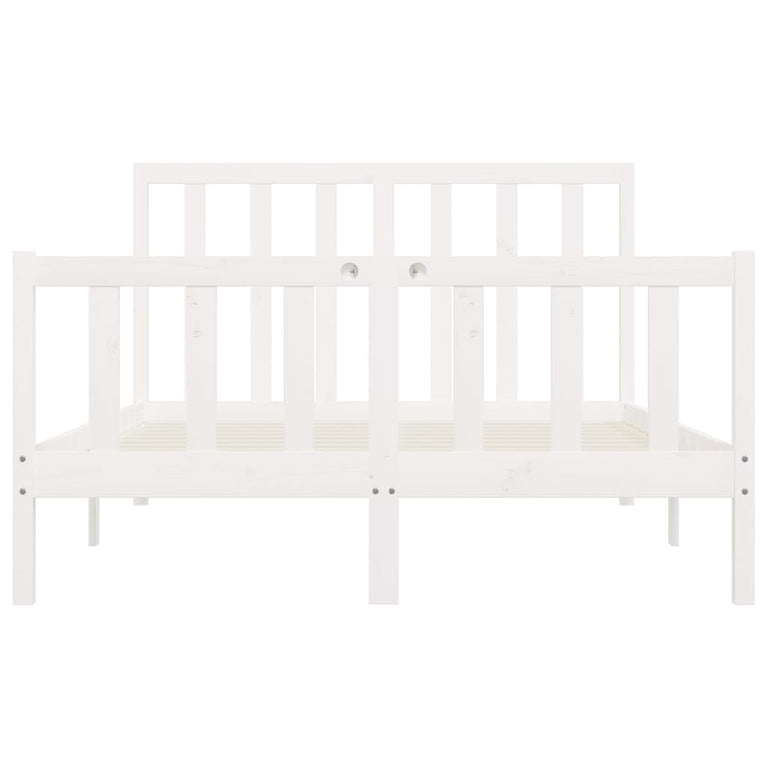 Bedframe massief hout wit 160x200 cm