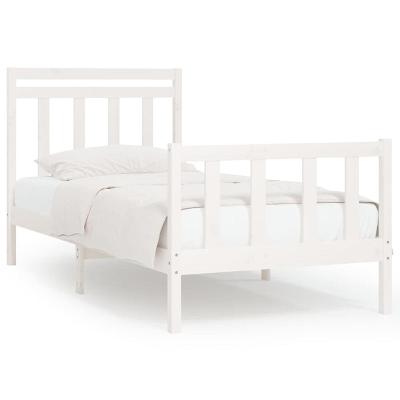 Bedframe massief grenenhout wit 90x200 cm