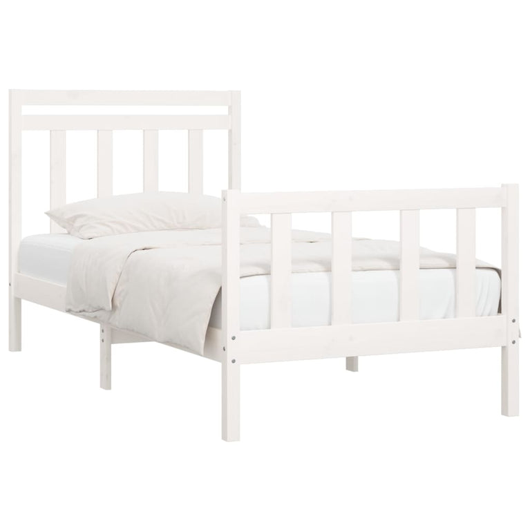 Bedframe massief grenenhout wit 90x200 cm